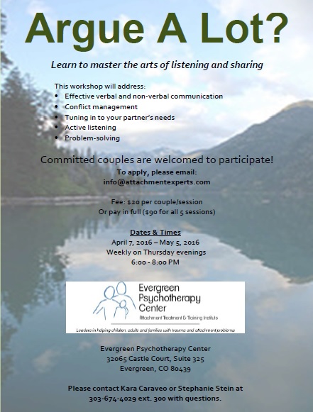 Evergreen hosting Couples Communication Group in April